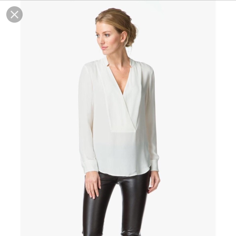 Theory “Corbette” Split Neck Silk blouse
